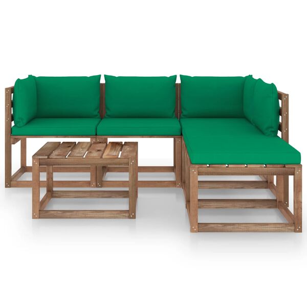 vidaXL Salon palette de jardin 6 pcs et coussins Bois de pin impr&eacute;gn&eacute;