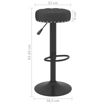 vidaXL Tabourets de bar 2 pcs Noir Velours