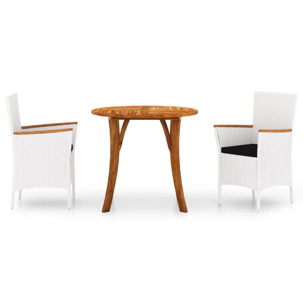 vidaXL Ensemble &agrave; manger de jardin 3 pcs Blanc