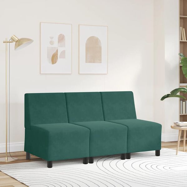 vidaXL Canap&eacute; modulaire sans accoudoirs Vert fonc&eacute; 55 cm Velours