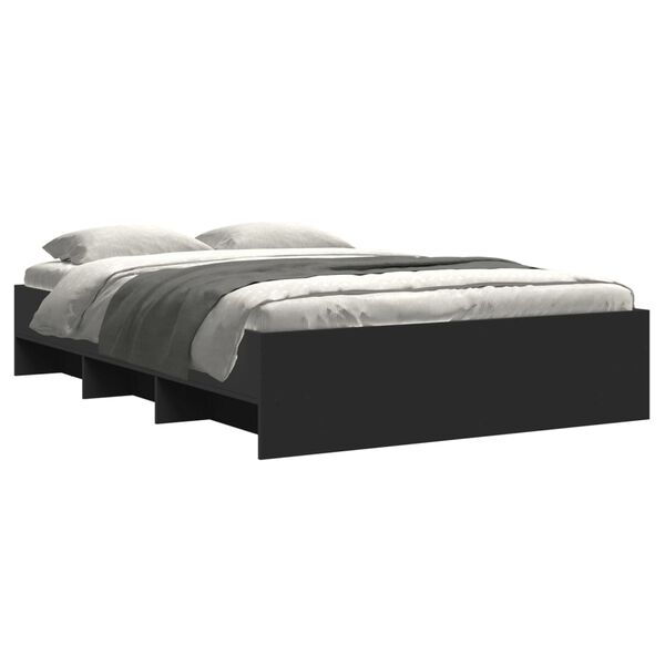 vidaXL Cadre de lit sans matelas noir 135x190 cm bois d'ing&eacute;nierie