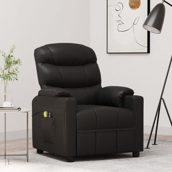 vidaXL Fauteuil électrique de massage Noir Similicuir