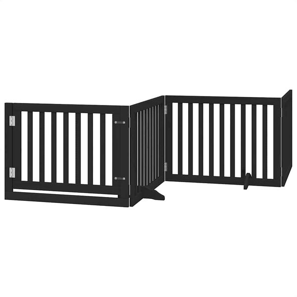 vidaXL Barri&egrave;re pour chien porte pliable 8 panneaux noir bois peuplier