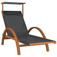 vidaXL Chaise longue avec auvent gris textilène/bois massif peuplier