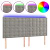 vidaXL T&ecirc;te de lit &agrave; LED Gris clair 200x5x118/128 cm Velours