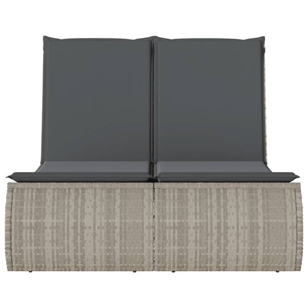 vidaXL Chaise longue double avec coussins gris clair résine tressée