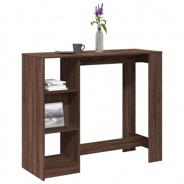 vidaXL Table de bar avec étagère chêne marron bois d'ingénierie