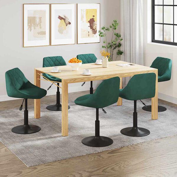 vidaXL Chaises pivotantes &agrave; manger lot de 6 vert fonc&eacute; velours
