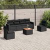 vidaXL Salon de jardin 7 pcs avec coussins noir r&eacute;sine tress&eacute;e