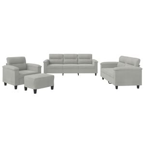 vidaXL Ensemble de canap&eacute;s 4 pcs coussins gris clair tissu microfibre