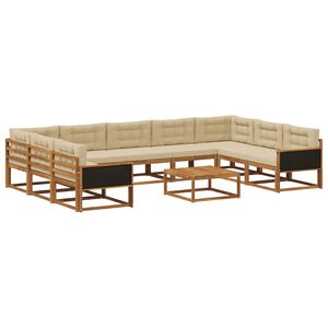 vidaXL Ensemble de canap&eacute;s d'ext&eacute;rieur 10 pcs Naturel et Beige