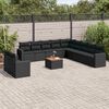 vidaXL Salon de jardin 12 pcs avec coussins noir r&eacute;sine tress&eacute;e