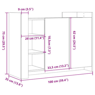 vidaXL Buffet chêne sonoma 100x35x75 cm bois d'ingénierie