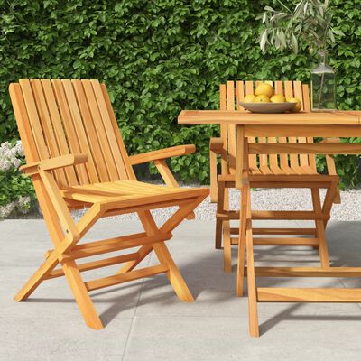 vidaXL Chaises de jardin pliantes lot de 2 61x67x90cm bois massif teck