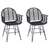 vidaXL Chaise de salle &agrave; manger 2 pc Rotin et m&eacute;tal Noir