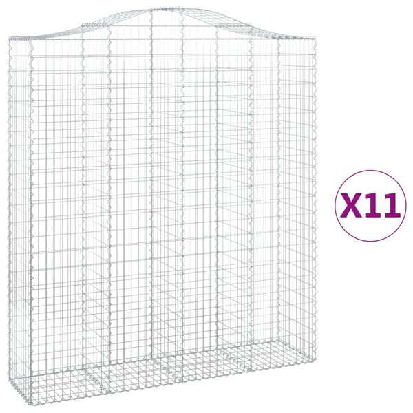 vidaXL Paniers &agrave; gabions arqu&eacute;s 11 pcs 200x50x220/240 cm Fer galvanis&eacute;