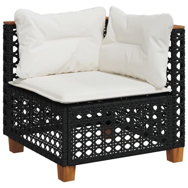 vidaXL Salon de jardin 8 pcs avec coussins noir r&eacute;sine tress&eacute;e