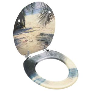 vidaXL Si&egrave;ge de toilette avec couvercle MDF Design de plage