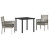 vidaXL Ensemble de salle &agrave; manger pour jardin 3 pcs Gris polyrotin