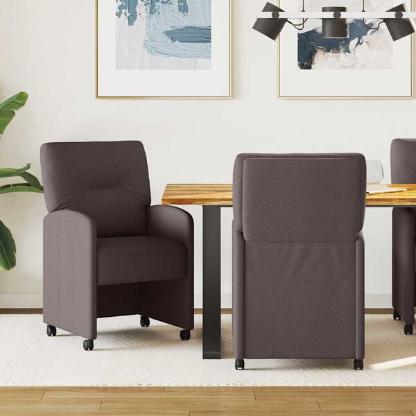 vidaXL Chaises de Salle &agrave; Manger avec Roues 2 pcs Marron fonc&eacute;