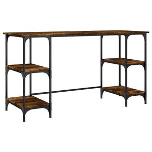 vidaXL Bureau ch&ecirc;ne fum&eacute; 140x50x75 cm m&eacute;tal et bois d'ing&eacute;nierie