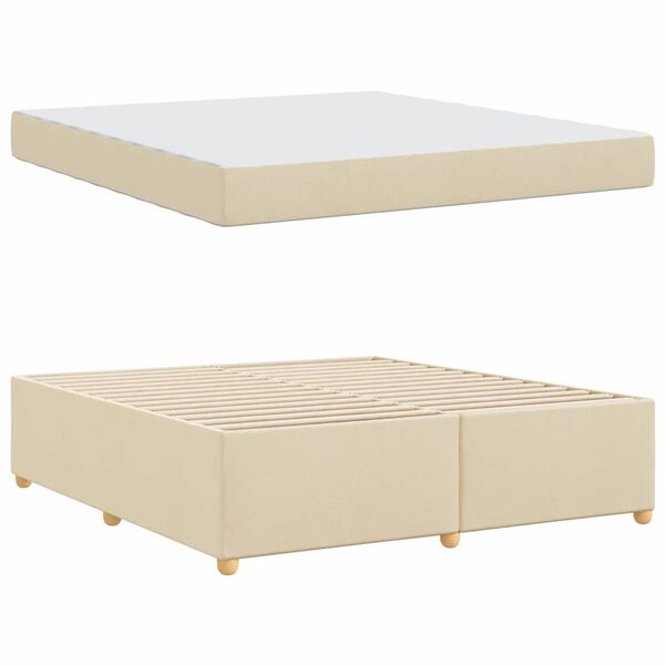 vidaXL Cadre de lit avec matelas Cr&egrave;me 180 x 200 cm tissu