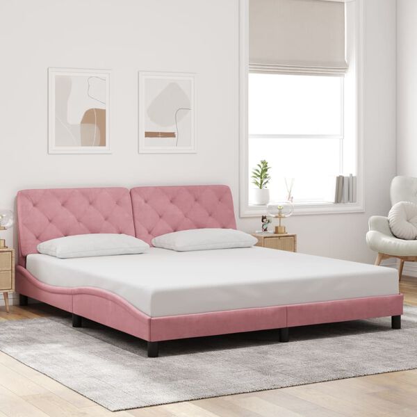 vidaXL Cadre de lit sans matelas rose 180x200 cm velours