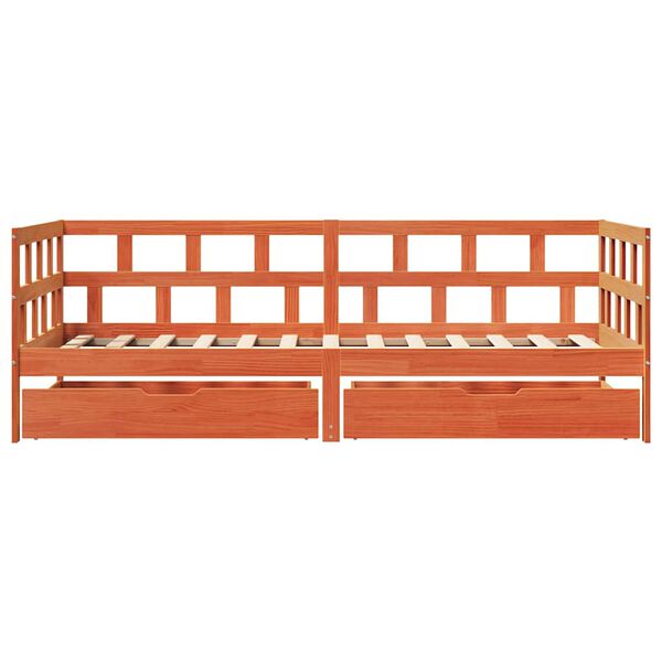 vidaXL Lit de jour avec tiroirs sans matelas cire marron 90x200cm bois