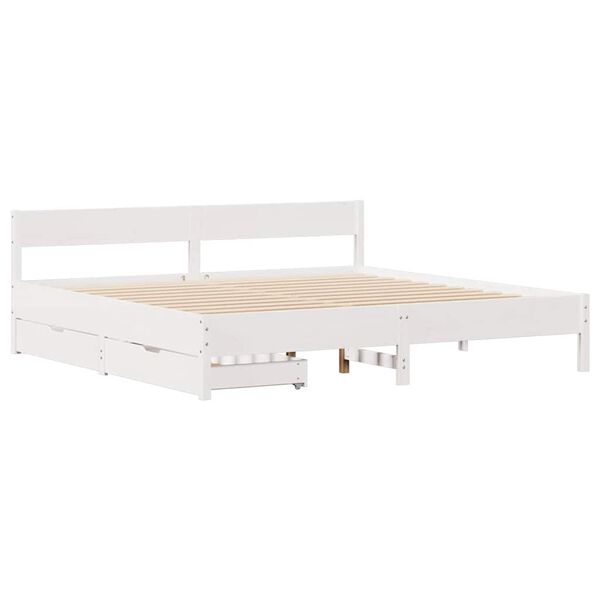 vidaXL Cadre de lit sans matelas blanc 180x200 cm bois massif de pin