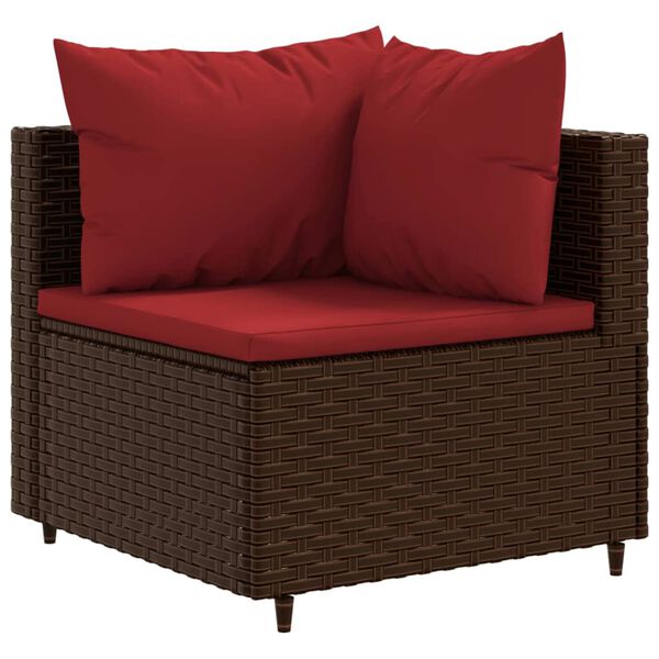 vidaXL Salon de jardin 6 pcs avec coussins Marron R&eacute;sine tress&eacute;e