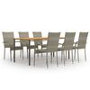 vidaXL Ensemble &agrave; manger de jardin 7 pcs R&eacute;sine tress&eacute;e Gris