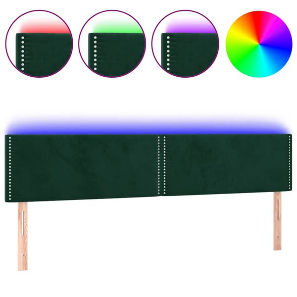 vidaXL T&ecirc;te de lit &agrave; LED Vert fonc&eacute; 180x5x78/88 cm Velours