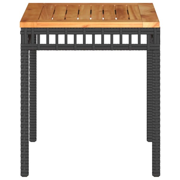 vidaXL Table de jardin noir 38x38x42 cm résine tressée et bois acacia