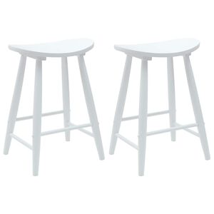 vidaXL Chaises de salle &agrave; manger 2 pc Bois de Caoutchouc Massif Blanc