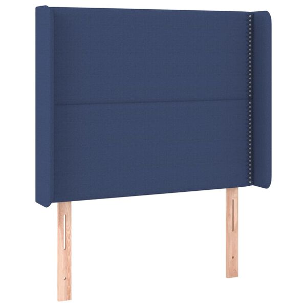 vidaXL Tête de lit avec oreilles Bleu 93x16x118/128 cm Tissu