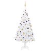 vidaXL Arbre de No&euml;l artificiel pr&eacute;-&eacute;clair&eacute; et boules blanc 240 cm