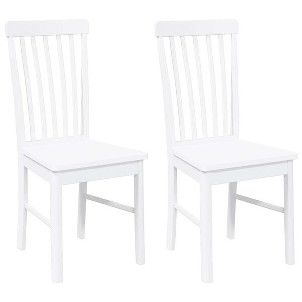 vidaXL Chaises à manger 2 pcs blanc bois massif caoutchouc