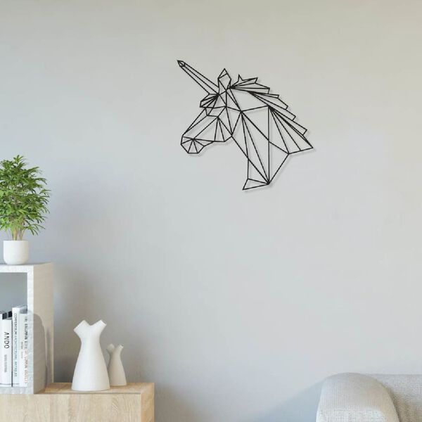 Homemania D&eacute;coration murale Licorne 53x50 cm Acier Noir