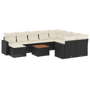 vidaXL Salon de jardin 11 pcs avec coussins noir r&eacute;sine tress&eacute;e