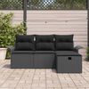 vidaXL Ensemble de canap&eacute; de jardin avec coussin 4 pcs Noir polyrotin