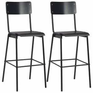vidaXL Chaises de bar lot de 2 noir contreplaqu&eacute; solide et acier