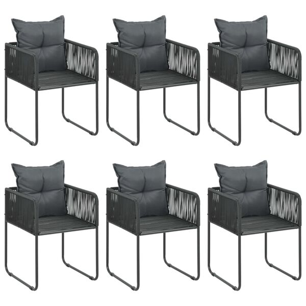 vidaXL Ensemble &agrave; Manger de jardin 7pcs PVC r&eacute;sine tress&eacute;e noir marron