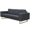 vidaXL Canap&eacute; avec 3 places Tissu Gris fonc&eacute;