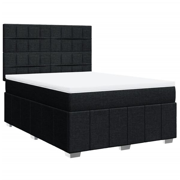 vidaXL Sommier &agrave; lattes de lit avec matelas Noir 140x190 cm Tissu