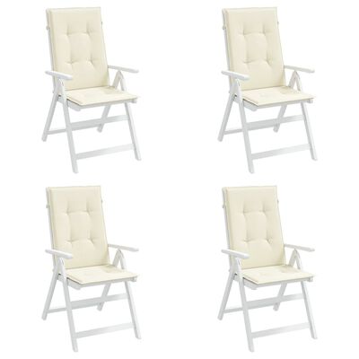 vidaXL Coussins de chaise de jardin dossier haut lot de 4 crème tissu