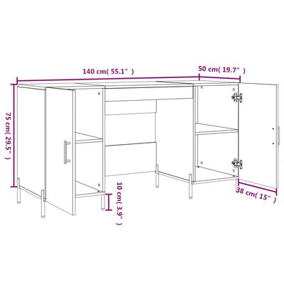 vidaXL Bureau sonoma gris 140x50x75 cm bois d'ingénierie