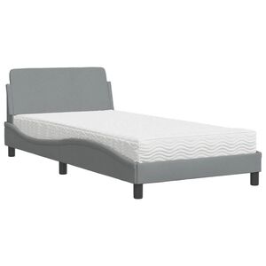 vidaXL Lit avec matelas Dover gris clair 100x200 cm tissu