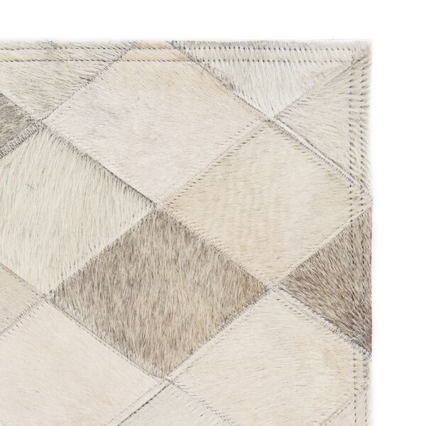 vidaXL Tapis Cuir v&eacute;ritable Patchwork 160 x 230 cm Diamant Gris