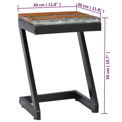 vidaXL Table basse 30x30x50 cm Bois de teck massif et polyrésine