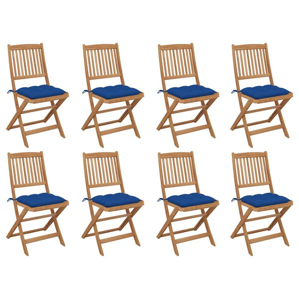 vidaXL Chaises pliables d'ext&eacute;rieur et coussins lot de 8 Bois d'acacia